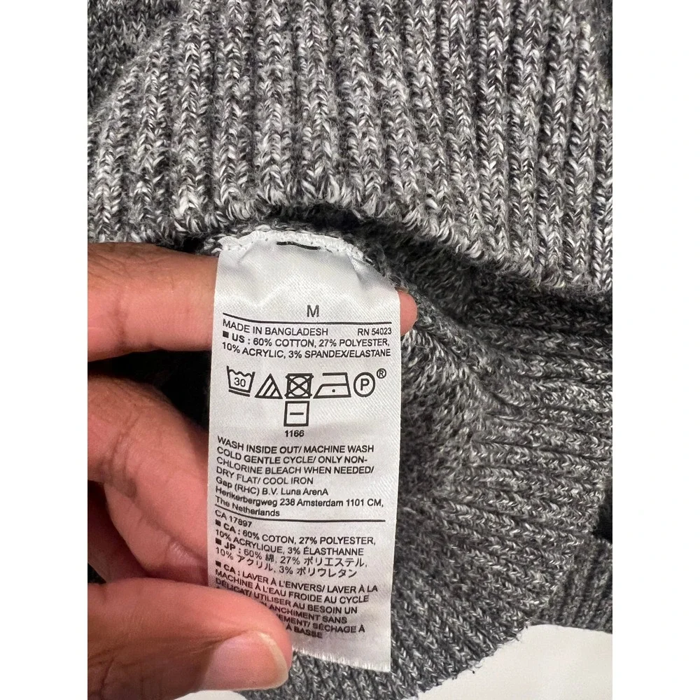 Banana Republic Sweater Men's Medium Gray Marled Cotton Blend Crewneck Sweater